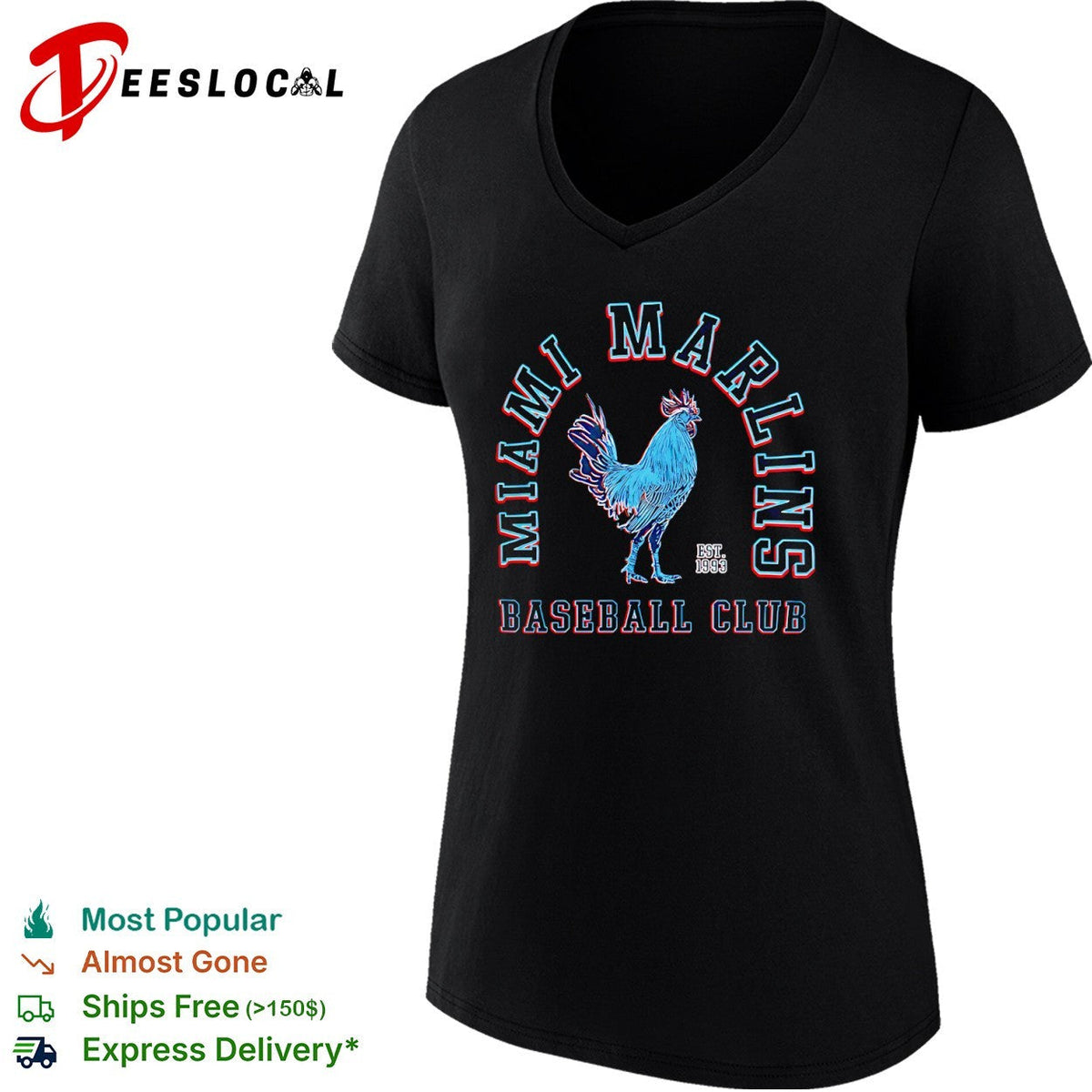 Miami Marlins Baseball Club Est 1993 Rooster Shirt Unisex