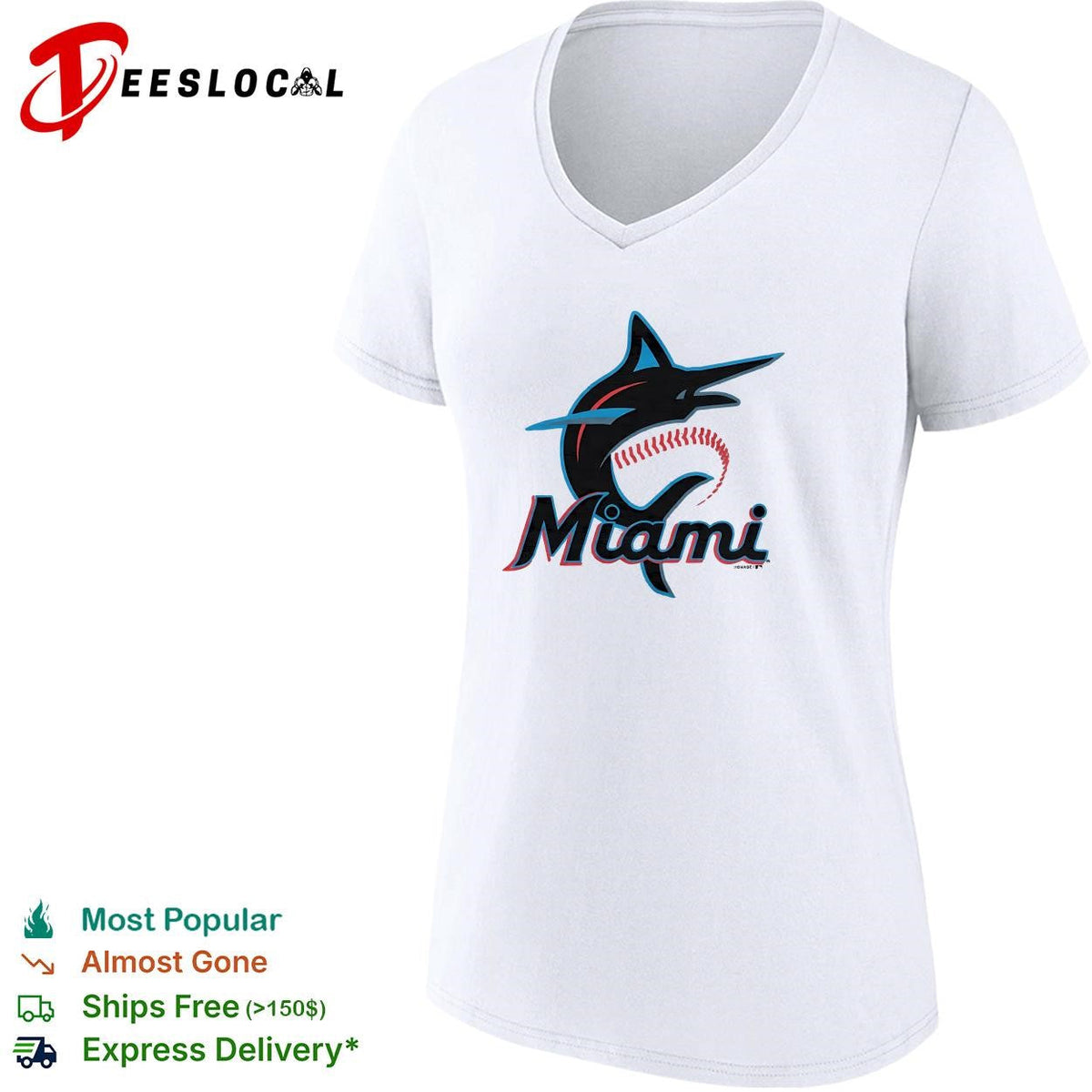 Miami Marlins marlin leaping fish script logo shirt Unisex