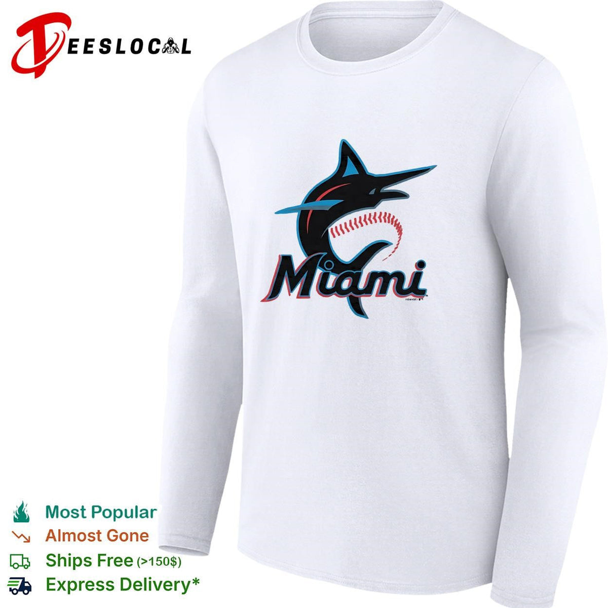 Miami Marlins marlin leaping fish script logo shirt Unisex