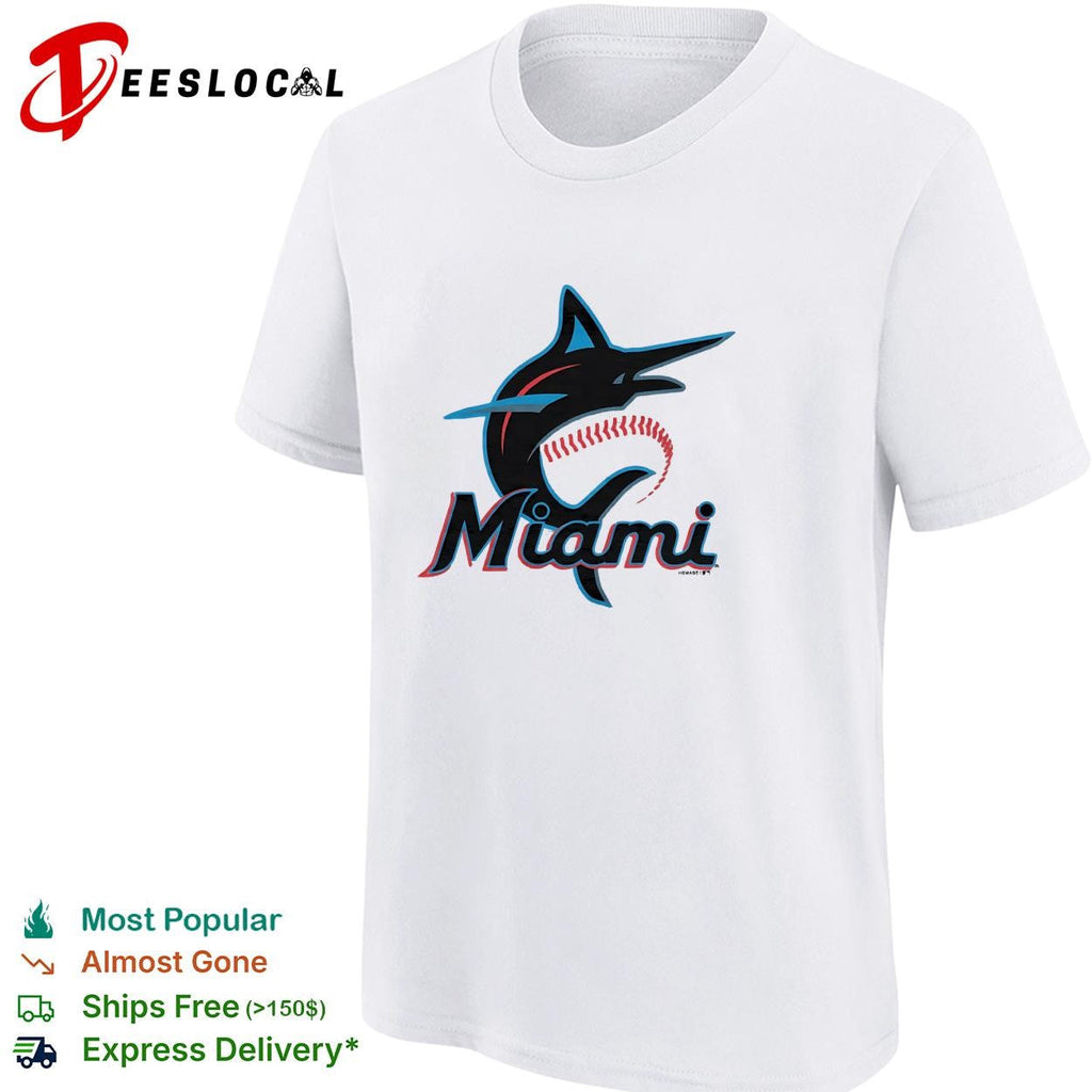 Miami Marlins marlin leaping fish script logo shirt Unisex