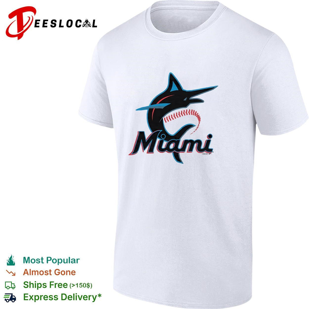 Miami Marlins marlin leaping fish script logo shirt Unisex