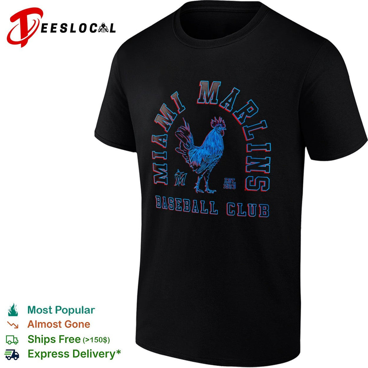 Miami Marlins rooster baseball club est 1993 shirt Unisex