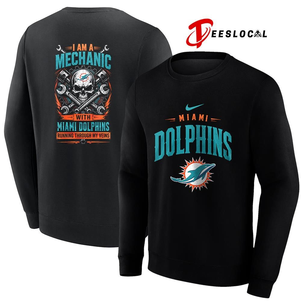 MiamiDolphinsIamamechanicrunningthroughmyveinsskeletonshirt Unisex