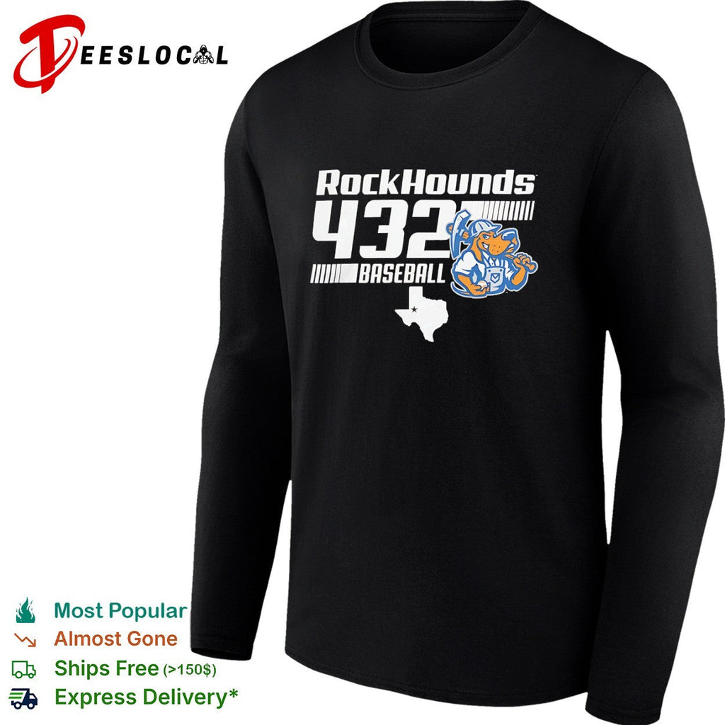 Midland RockHounds 432 Baseball Texas Map Mascot shirt Unisex