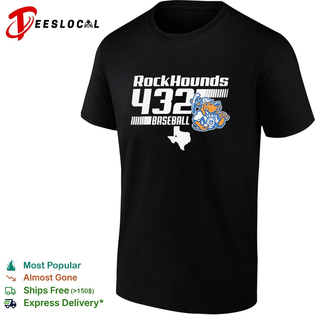 Midland RockHounds 432 Baseball Texas Map Mascot shirt Unisex