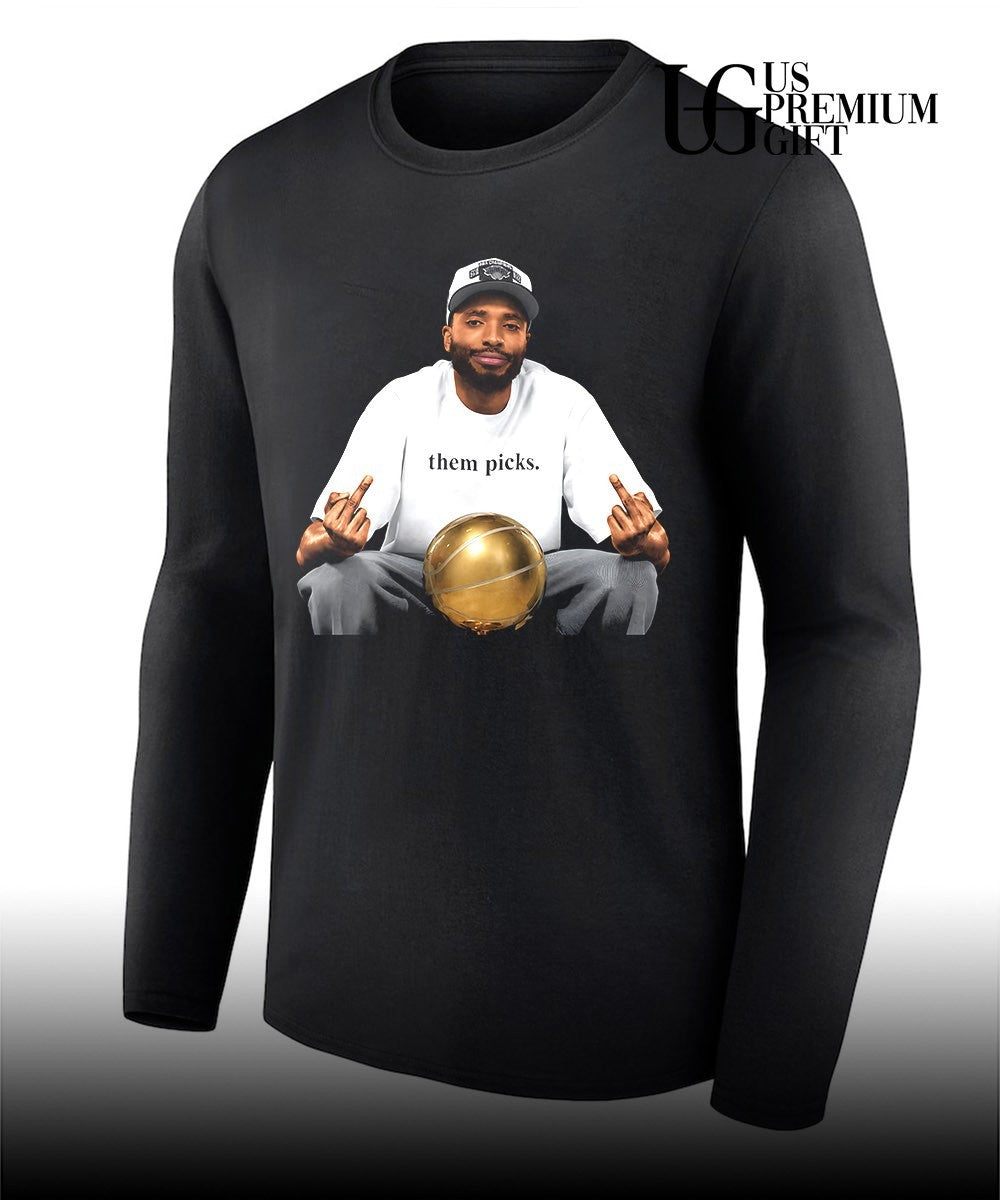 Mikal Bridges wearing Them Picks middle finger shirt Unisex