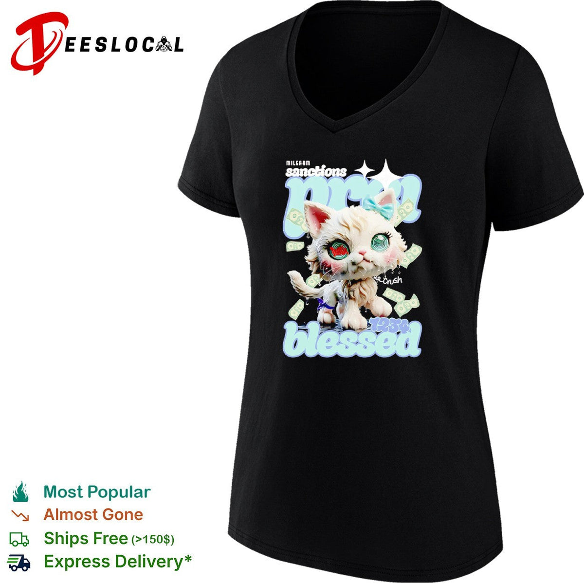 Milgaam sanctions pma crush 1234 blessed cat money aesthetic Y2K streetwear shirt Unisex
