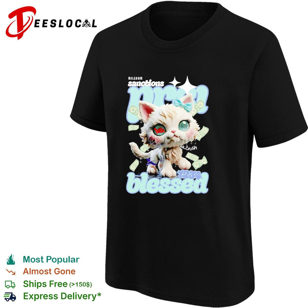 Milgaam sanctions pma crush 1234 blessed cat money aesthetic Y2K streetwear shirt Unisex