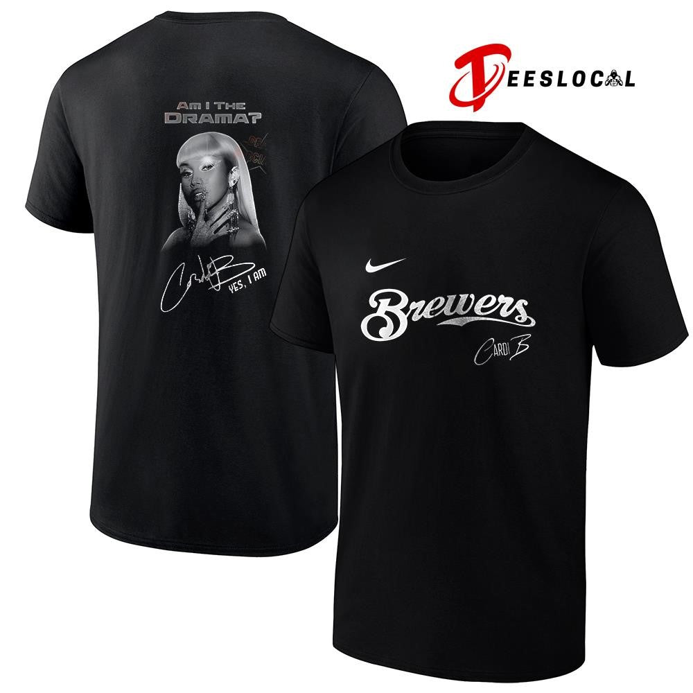 Milwaukee Brewers Cardi B Am I The Drama yes I am album signature portrait shirt Unisex