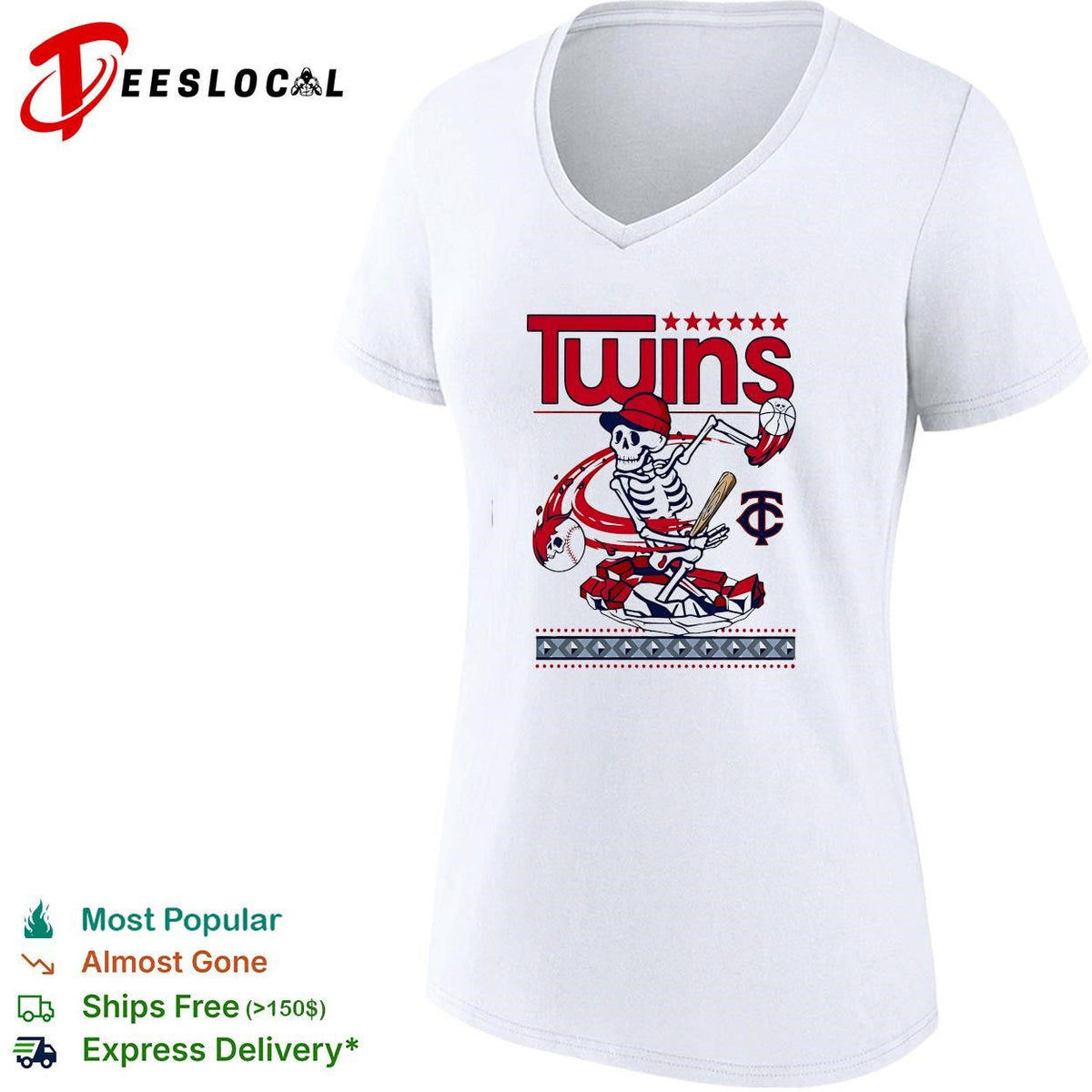 Minnesota Twins skeleton baseball player batting vintage art shirt Unisex