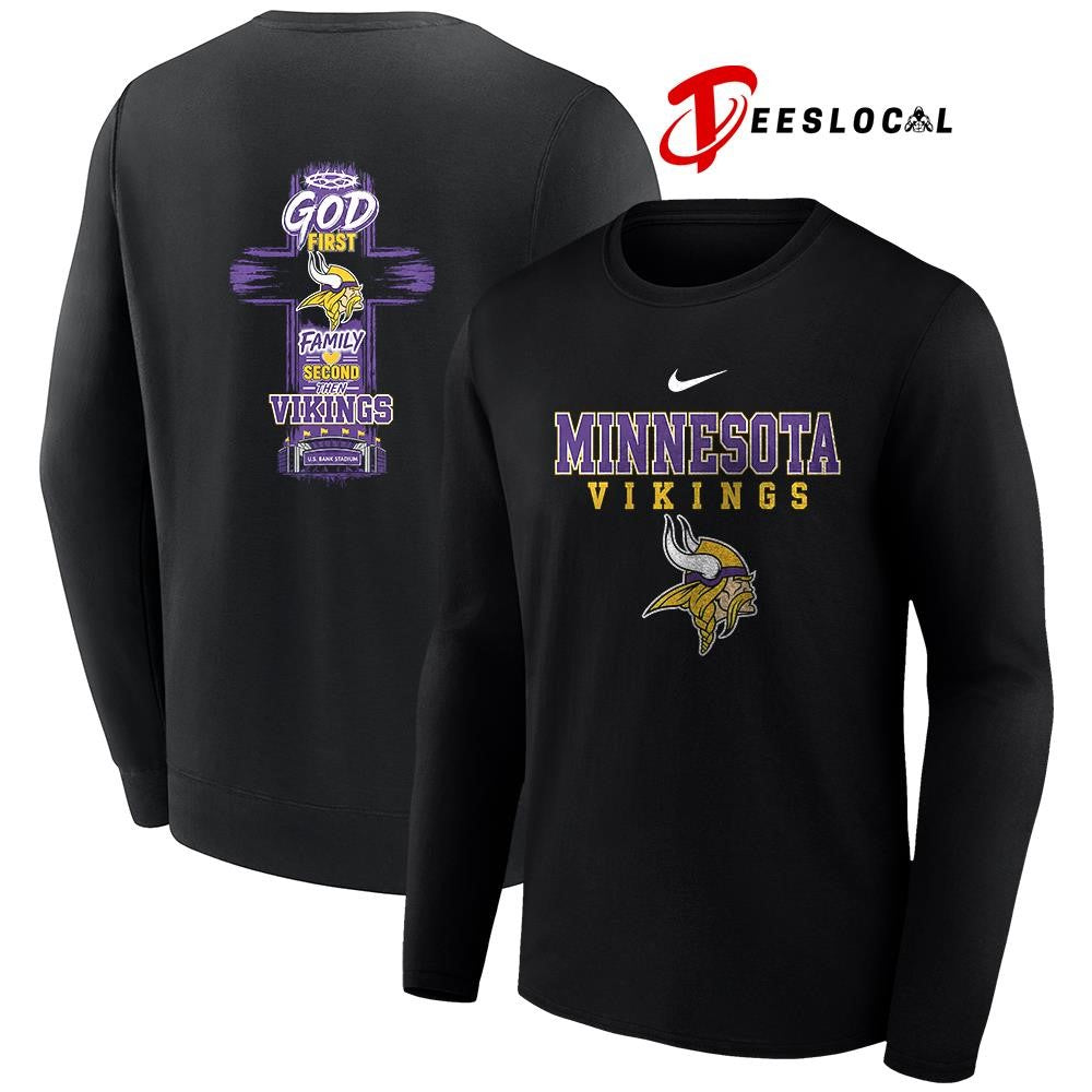 Minnesota Vikings God first family second cross shirt Unisex