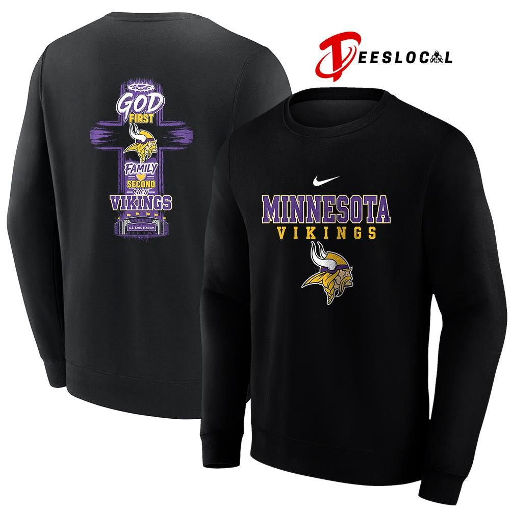 Minnesota Vikings God first family second cross shirt Unisex