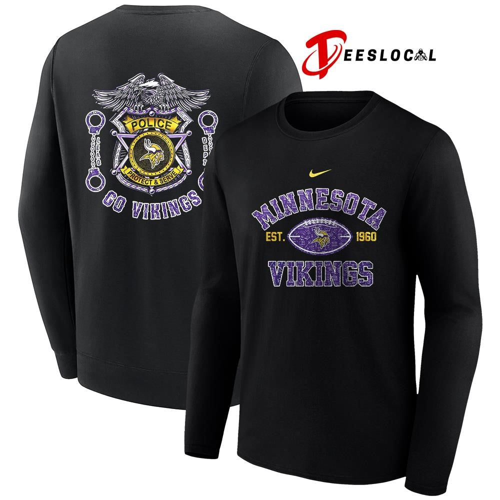 Minnesota Vikings law enforcement tribute protect and serve logo shirt Unisex