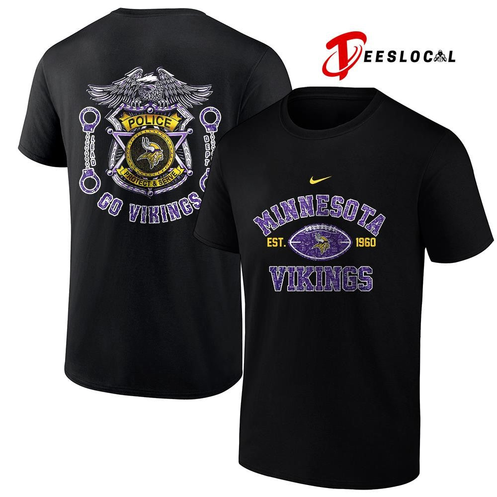 Minnesota Vikings law enforcement tribute protect and serve logo shirt Unisex
