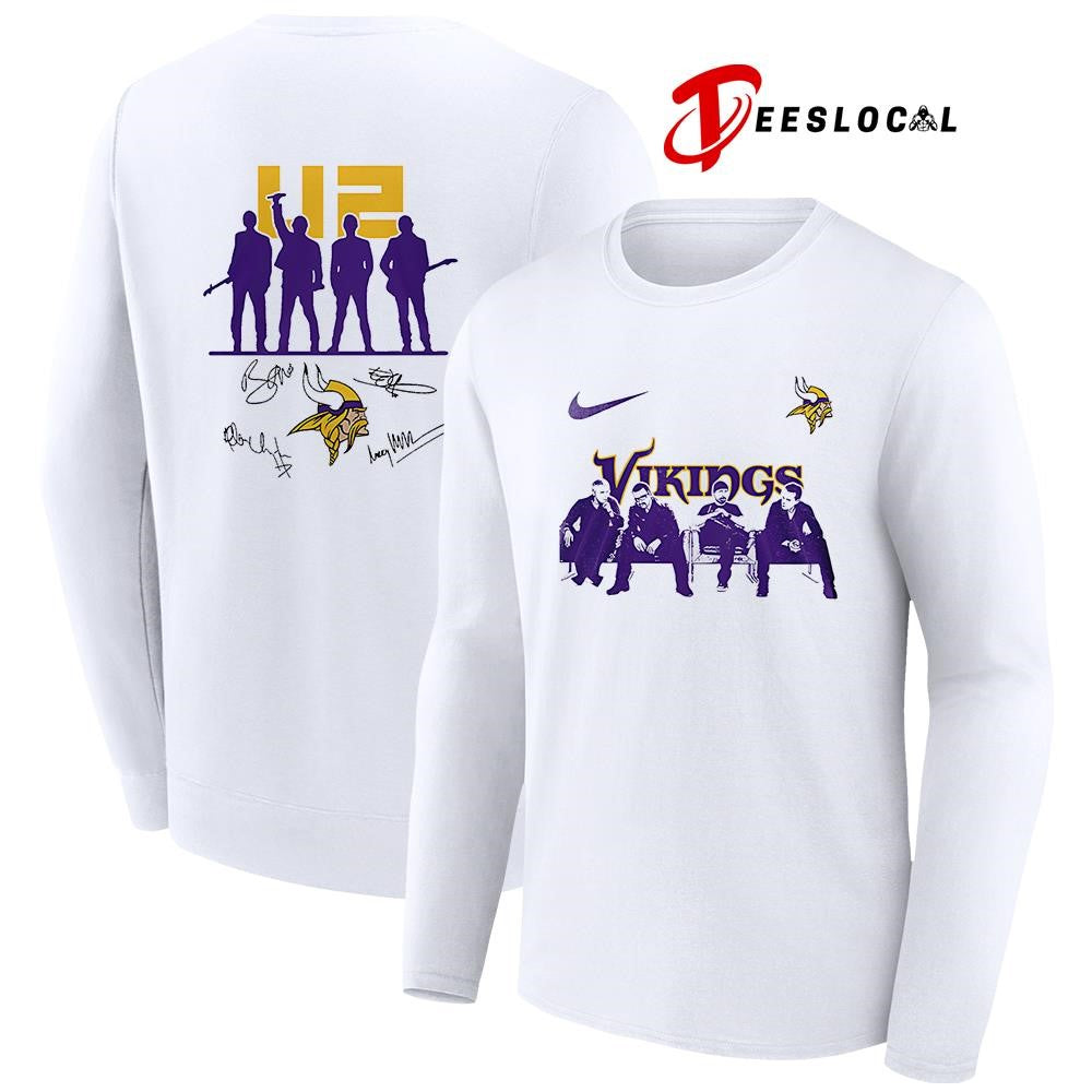 Minnesota Vikings x U2 band signature silhouette shirt Unisex