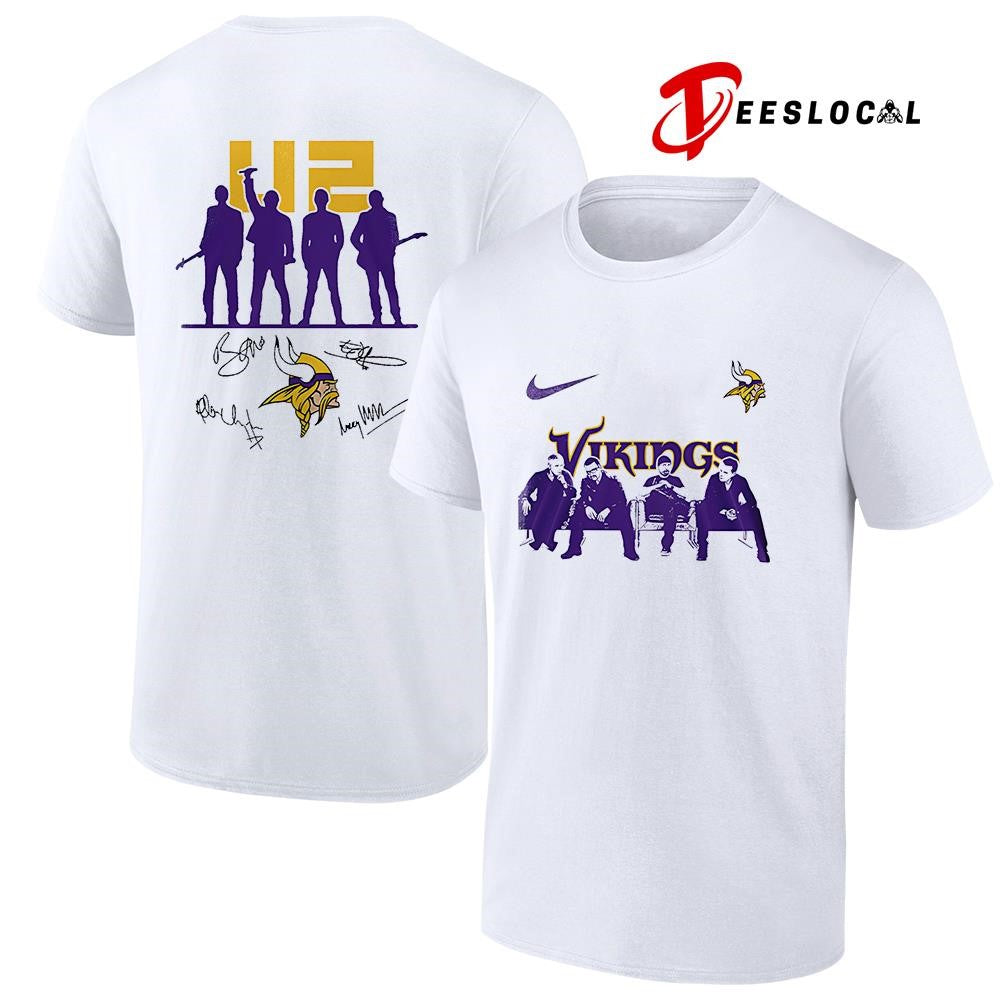 Minnesota Vikings x U2 band signature silhouette shirt Unisex