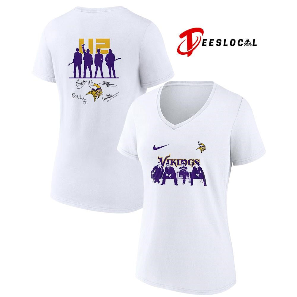 Minnesota Vikings x U2 band signature silhouette shirt Unisex