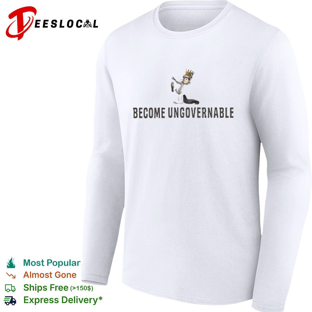 Monkey wearing crown become ungovernable shirt Unisex
