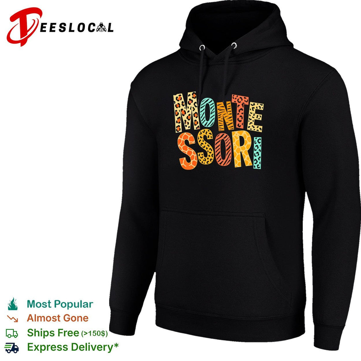 Montessori leopard print text shirt Unisex