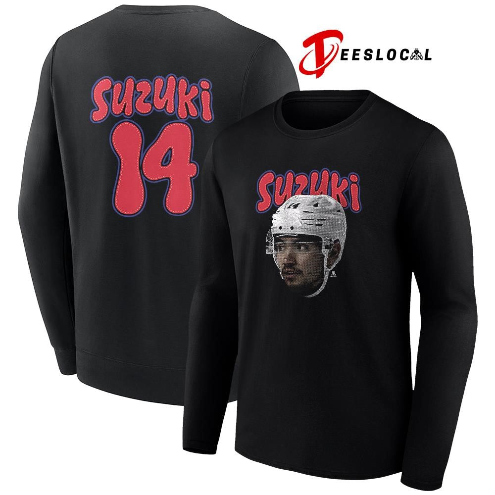Montreal Canadiens Nick Suzukia portrait name and number shirt Unisex