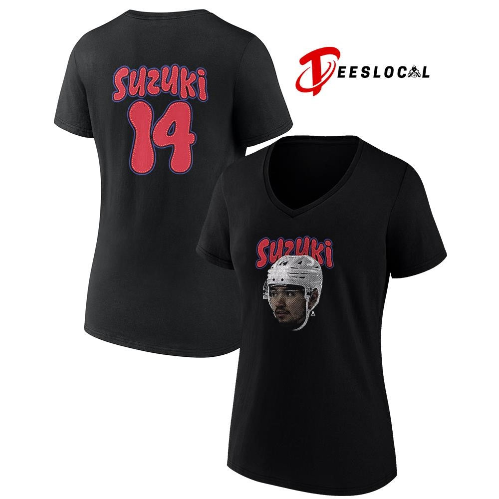 Montreal Canadiens Nick Suzukia portrait name and number shirt Unisex
