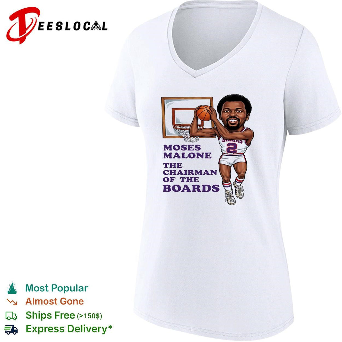 Moses Malone Sixers the chairman of the boards caricature shirt Unisex