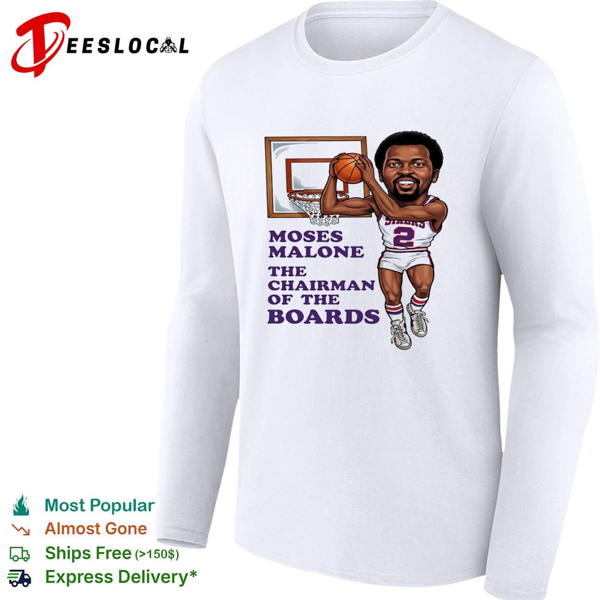 Moses Malone Sixers the chairman of the boards caricature shirt Unisex