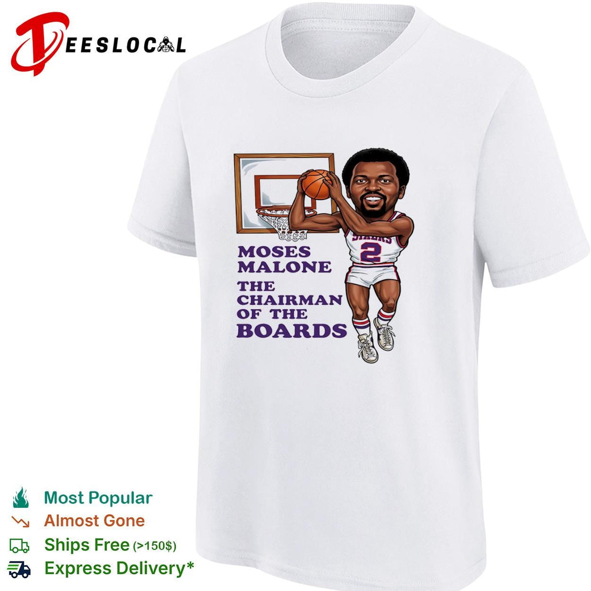 Moses Malone Sixers the chairman of the boards caricature shirt Unisex
