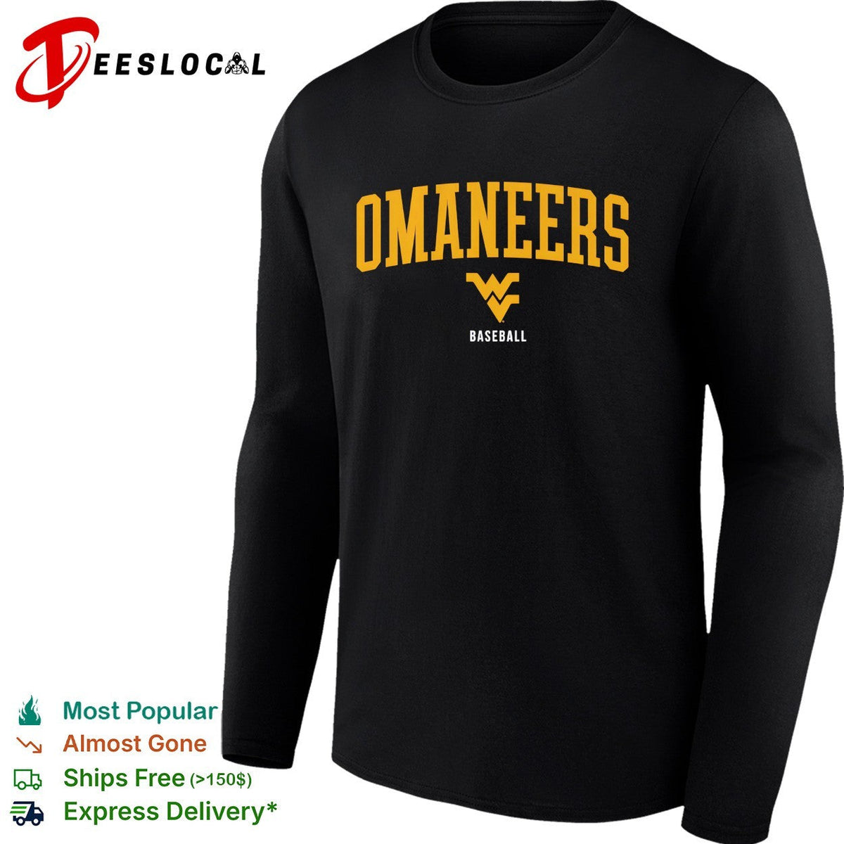 Mountaineers West Virginia University WVU Baseball official team logo text shirt Unisex