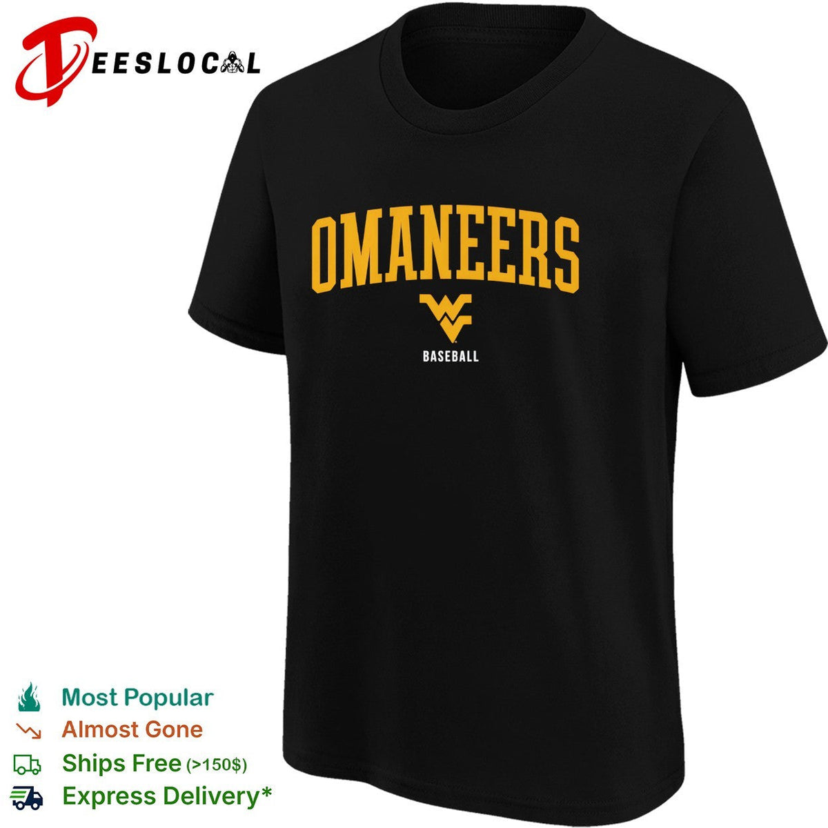 Mountaineers West Virginia University WVU Baseball official team logo text shirt Unisex