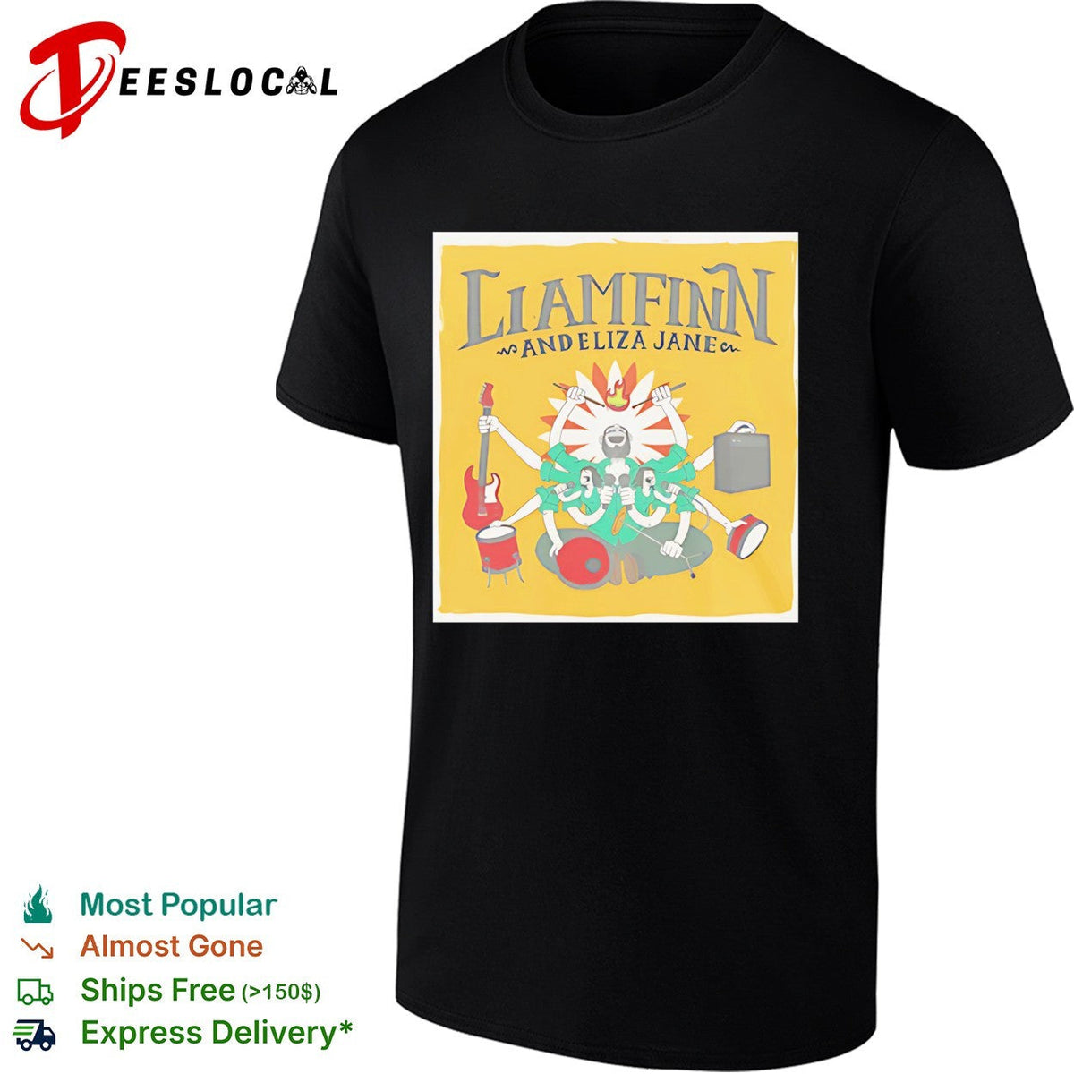 Multi-armed musician mandala concert duo colorful art shirt Unisex