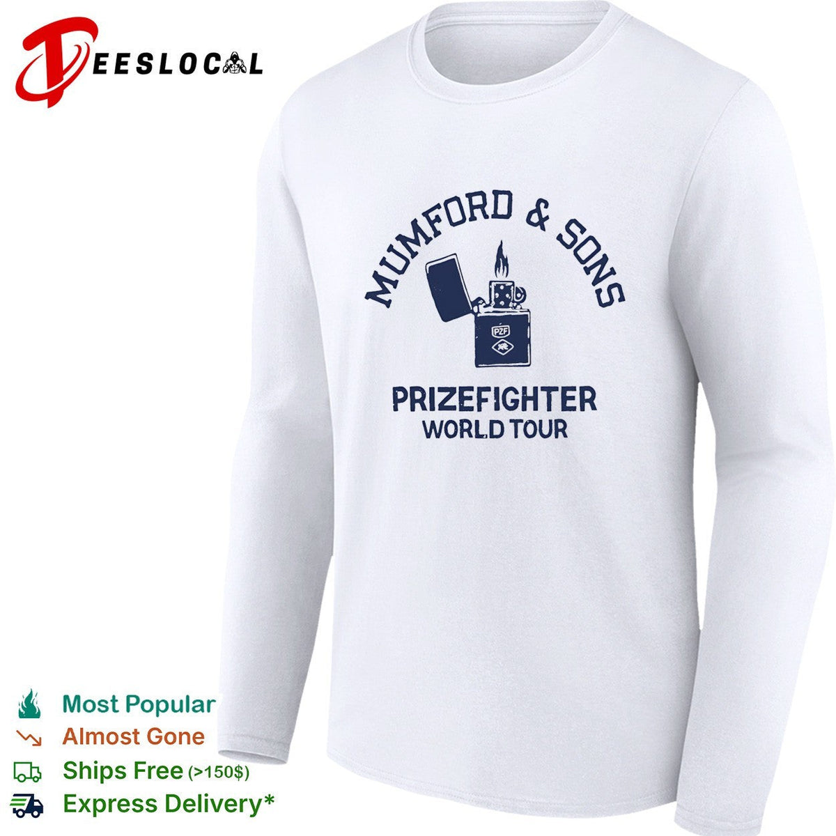 Mumford and Sons Prizefighter World Tour Zippo Lighter Logo Band Concert shirt Unisex