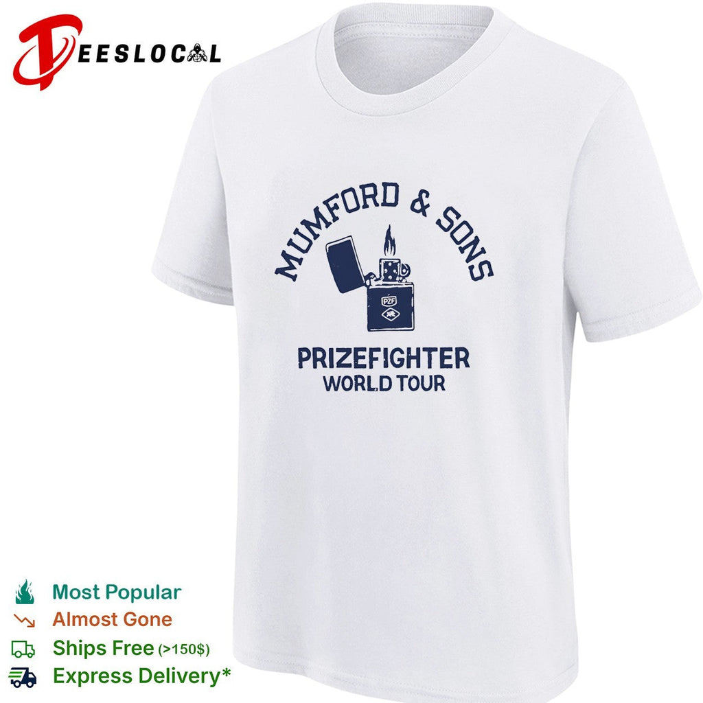 Mumford and Sons Prizefighter World Tour Zippo Lighter Logo Band Concert shirt Unisex