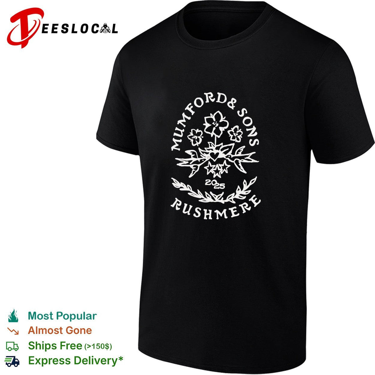 Mumford and Sons Rushmere 2025 floral wreath logo shirt Unisex