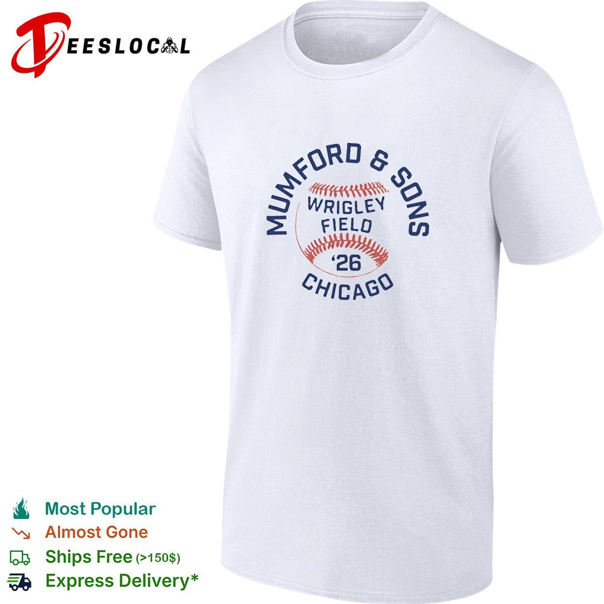 Mumford and Sons Wrigley Field Chicago 2026 baseball concert shirt Unisex