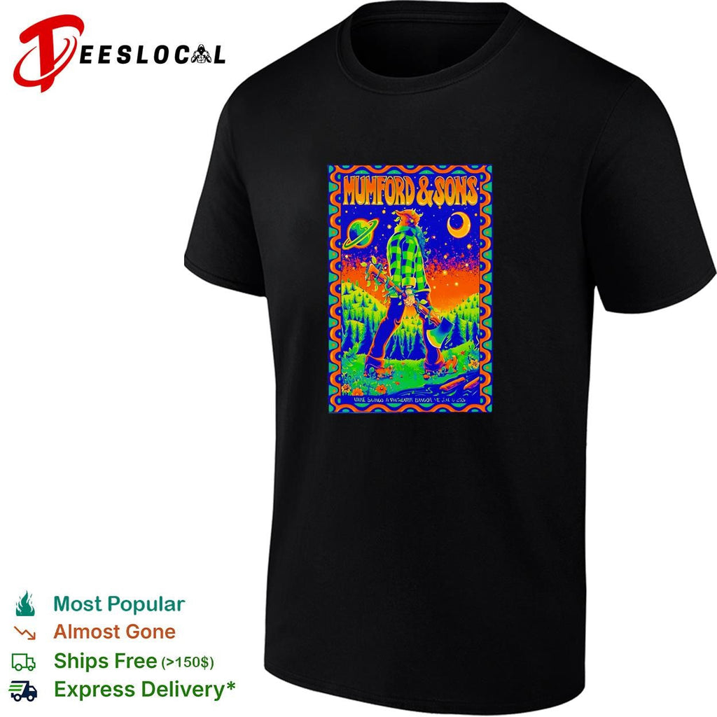 Mumford and Sons lumberjack under moon and stars concert flyer poster shirt Unisex