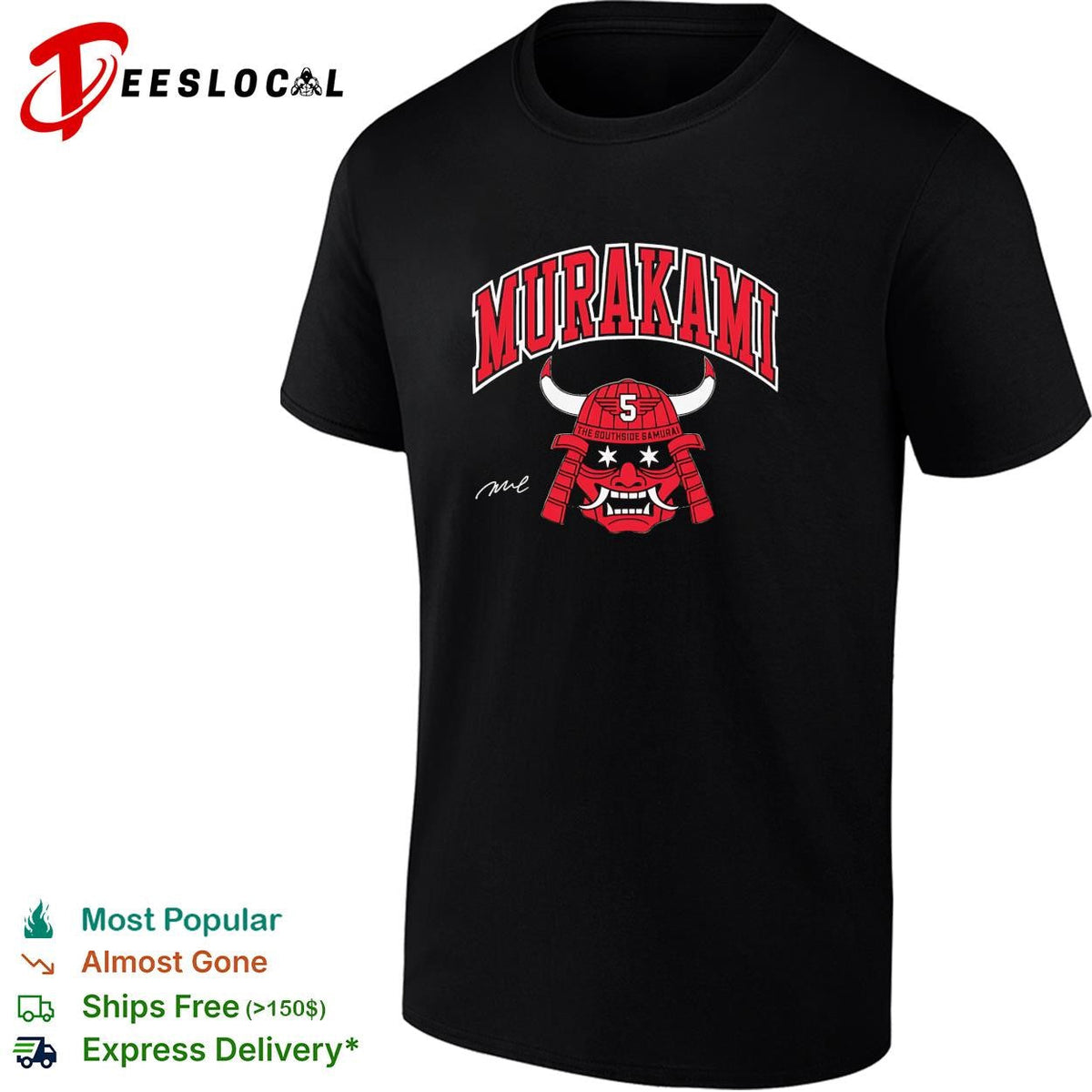Murakami the Southside Samurai number 5 horned mask signature graphic shirt Unisex
