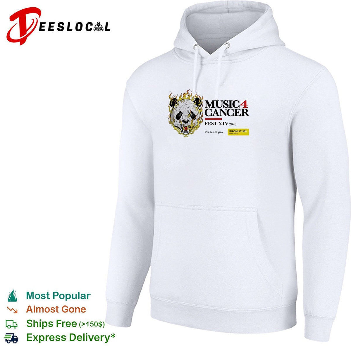 Music 4 Cancer Fest XIV 2026 flaming panda artistic event promotional white shirt Unisex