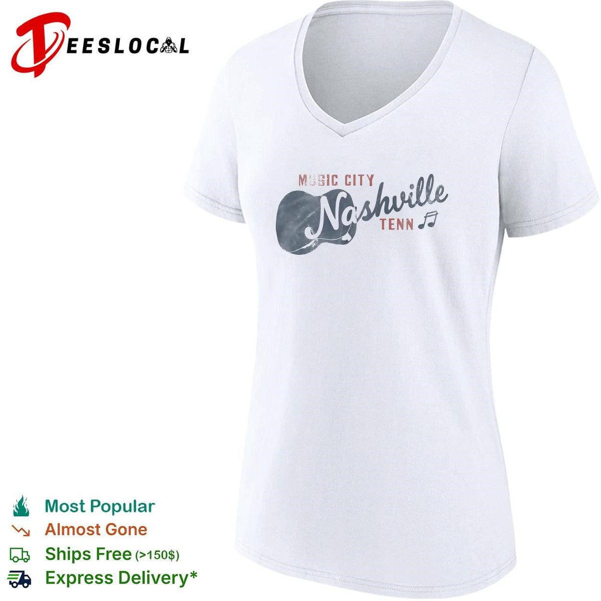 Music city guitar silhouette vintage badge shirt Unisex