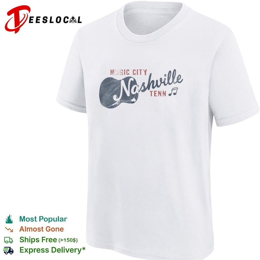 Music city guitar silhouette vintage badge shirt Unisex