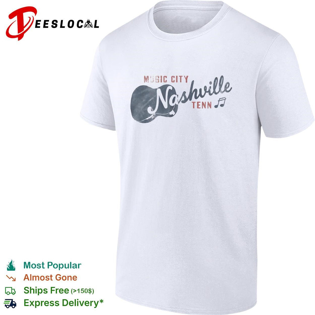 Music city guitar silhouette vintage badge shirt Unisex
