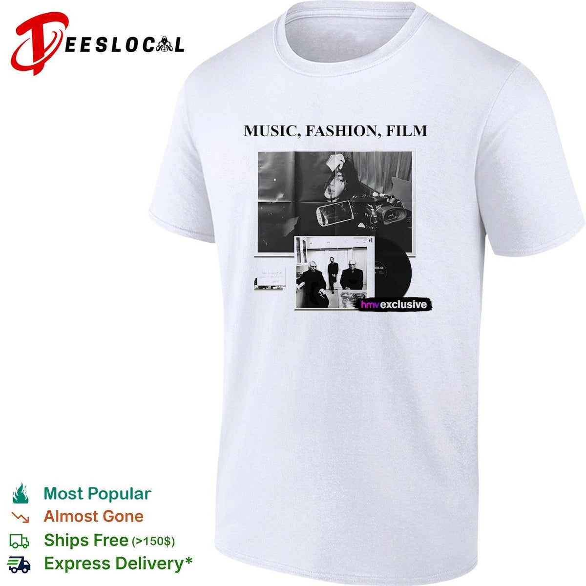 Music fashion film poster collage HMV exclusive vinyl shirt Unisex