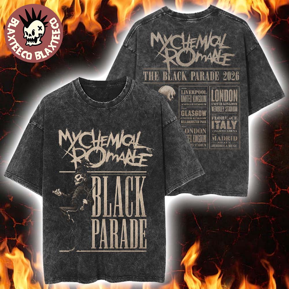 My Chemical Romance The Black Parade 2026 Tour EU And UK Vintage Washed Tee Unisex