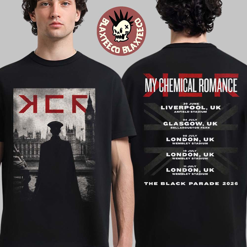 My Chemical Romance The Black Parade 2026 Tour UK Exclusive Merch For Liverpool Glasgow And London From 30 June To 11 July 2026