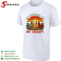 My chickens are my therapy three hens retro sunset illustration graphic shirt Unisex