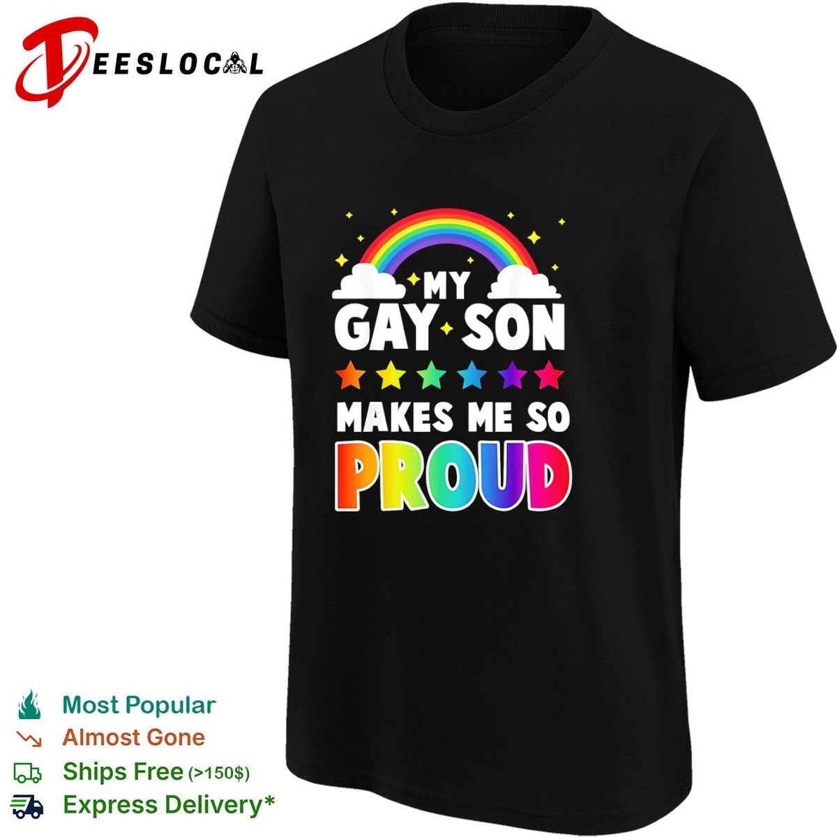 My gay son makes me so proud rainbow stars clouds LGBT pride support shirt Unisex