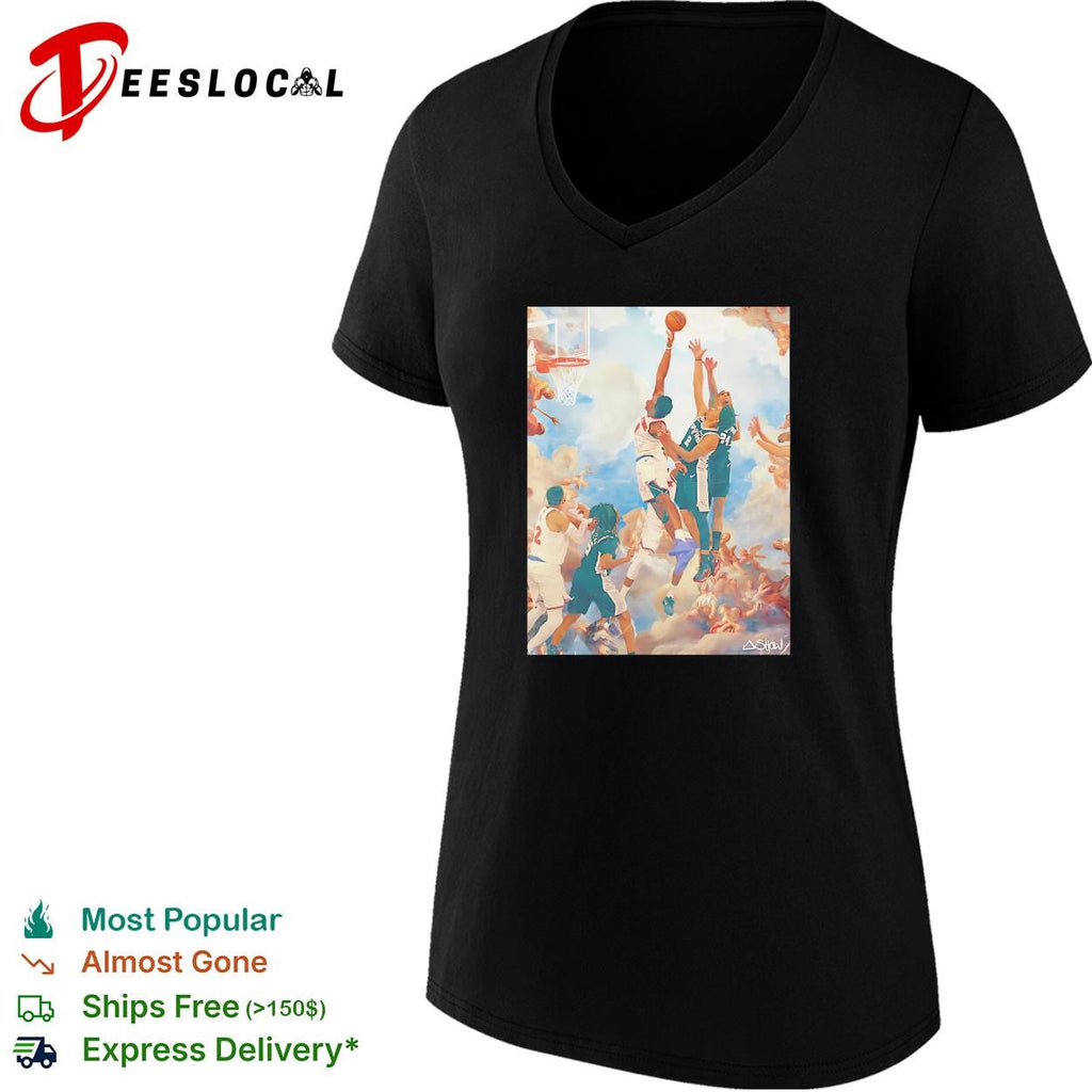 NBA basketball players classical Renaissance painting style art shirt Unisex