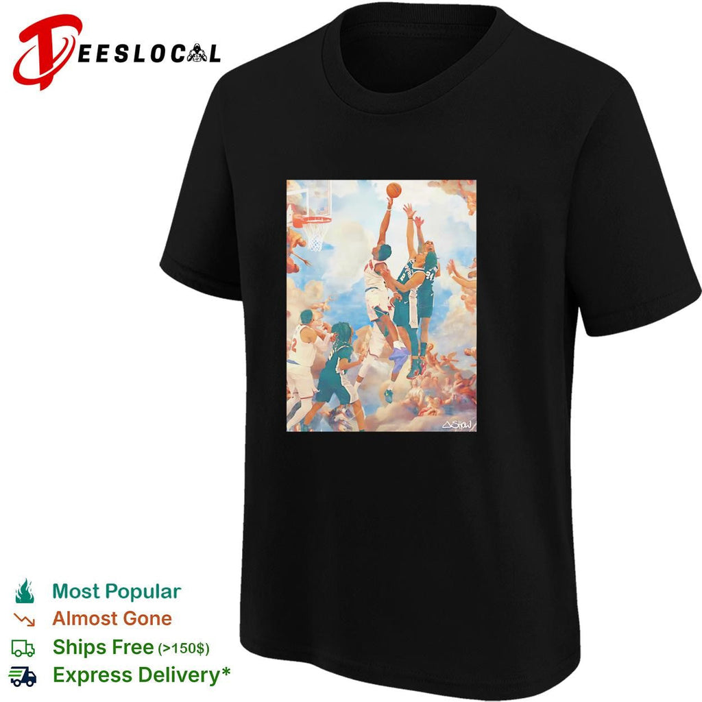 NBA basketball players classical Renaissance painting style art shirt Unisex