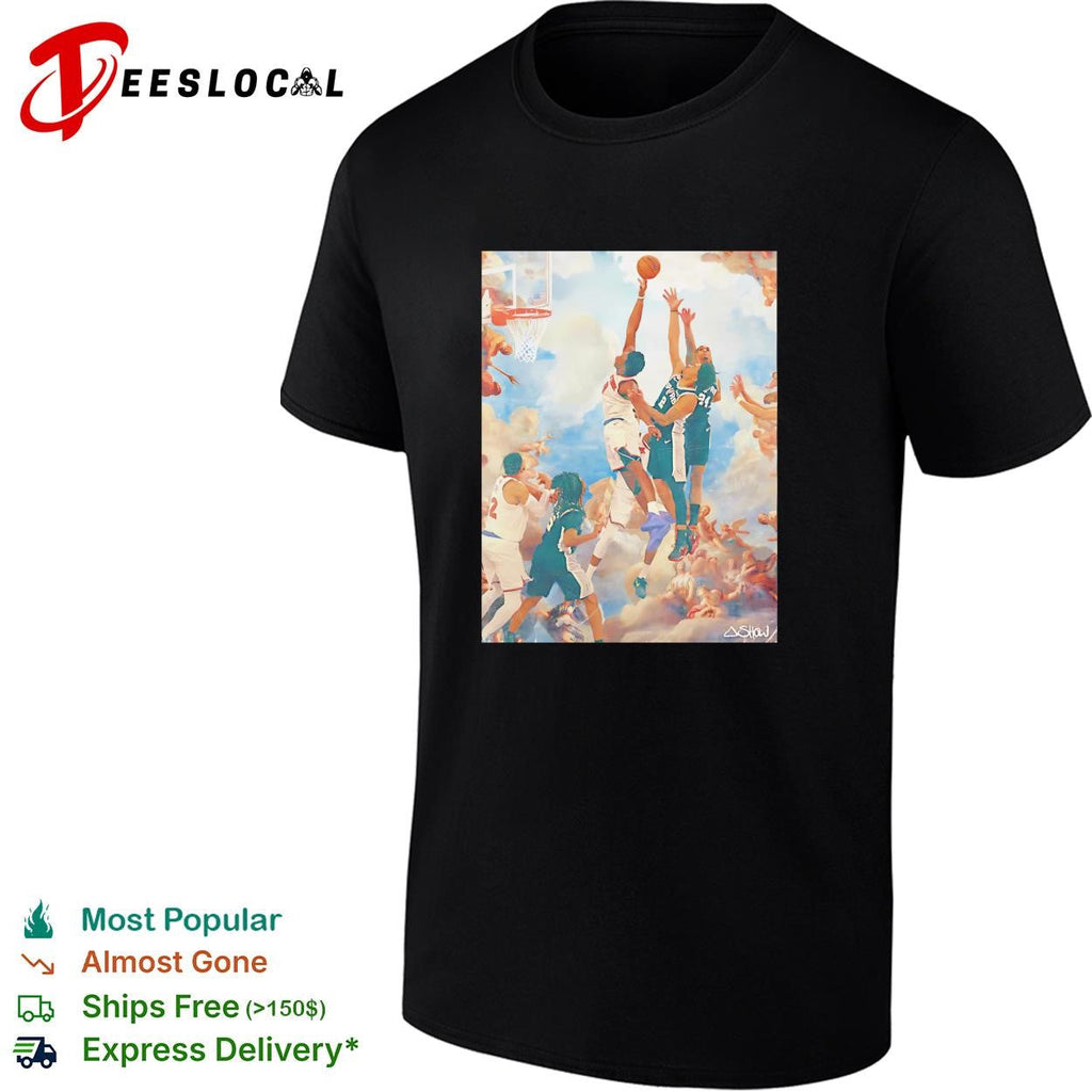 NBA basketball players classical Renaissance painting style art shirt Unisex