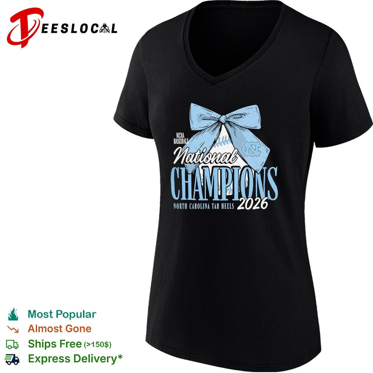 NCAA Baseball National Champions 2026 North Carolina Tar Heels Bow Ribbon shirt Unisex